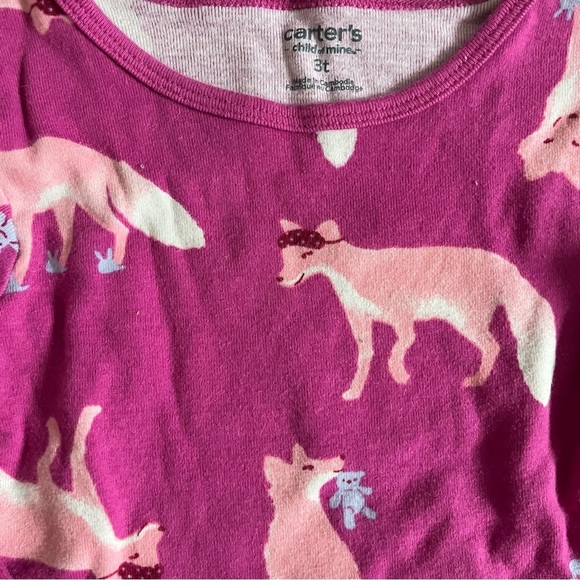 🌼 5/$25 Carters 3T toddler two piece long sleeve pants pyjamas 100% cotton pink - Picture 3 of 5